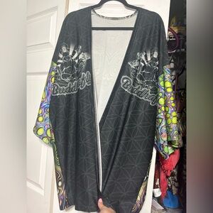 UNISEX Buddhafly Graphic Kimono with Colorful Sleeves
